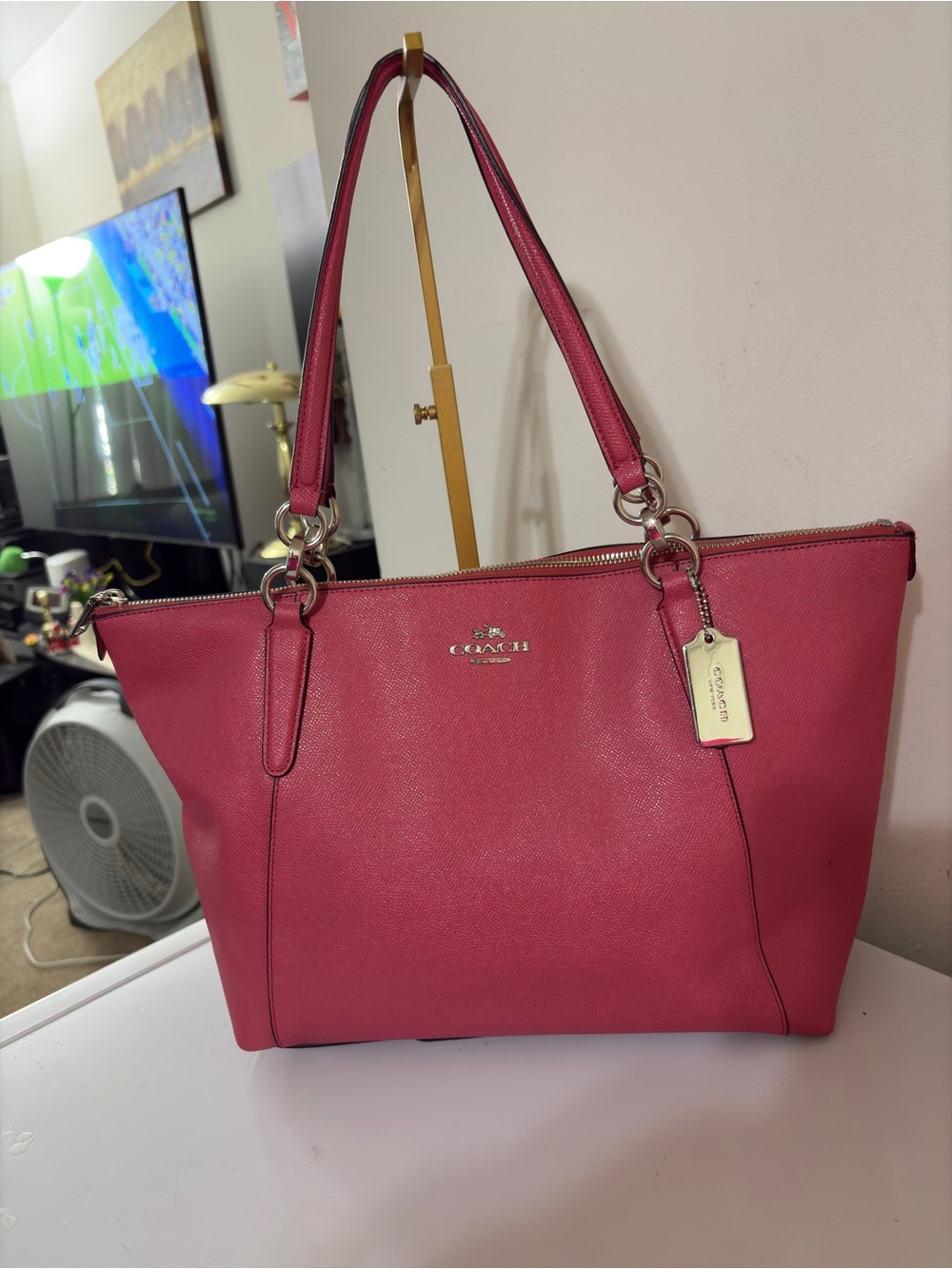 Coach Pink Leather Tote with Gold Hardware